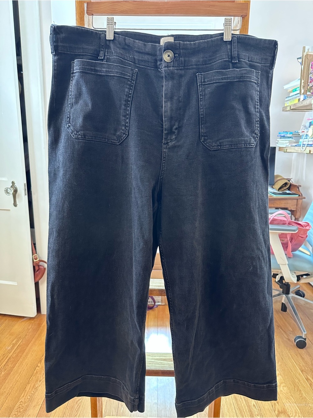 Maeve The Colette Black Cropped Wide-Leg Pants